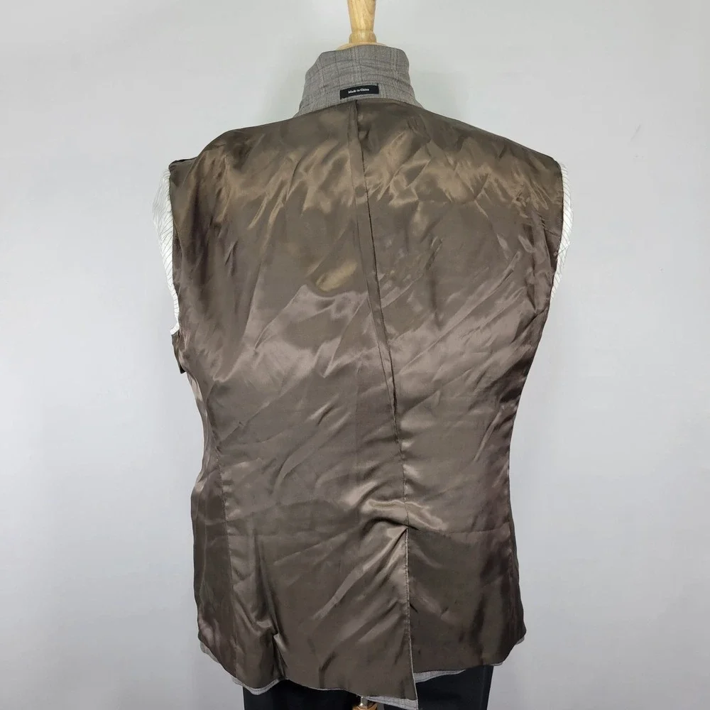 Joseph Feiss Men's Sport Coat Blazer Two Button Brown Plaid‎ Wool Classic 46R